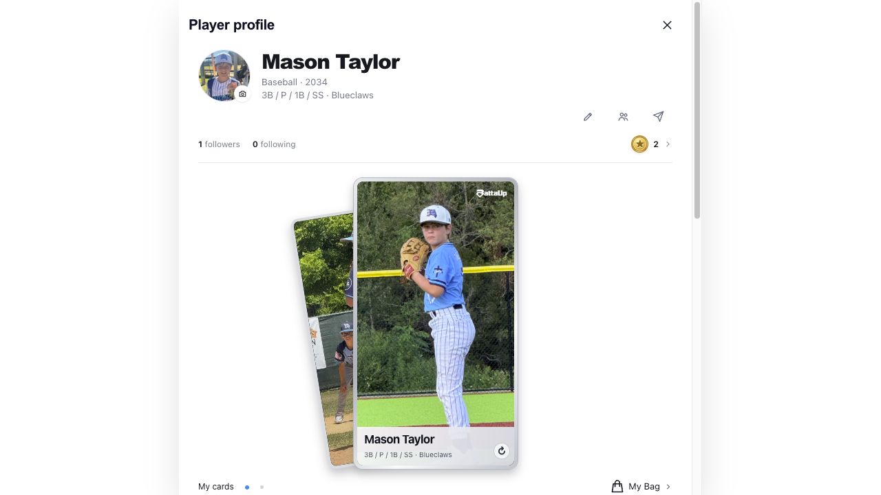 App preview: Mason’s player profile header